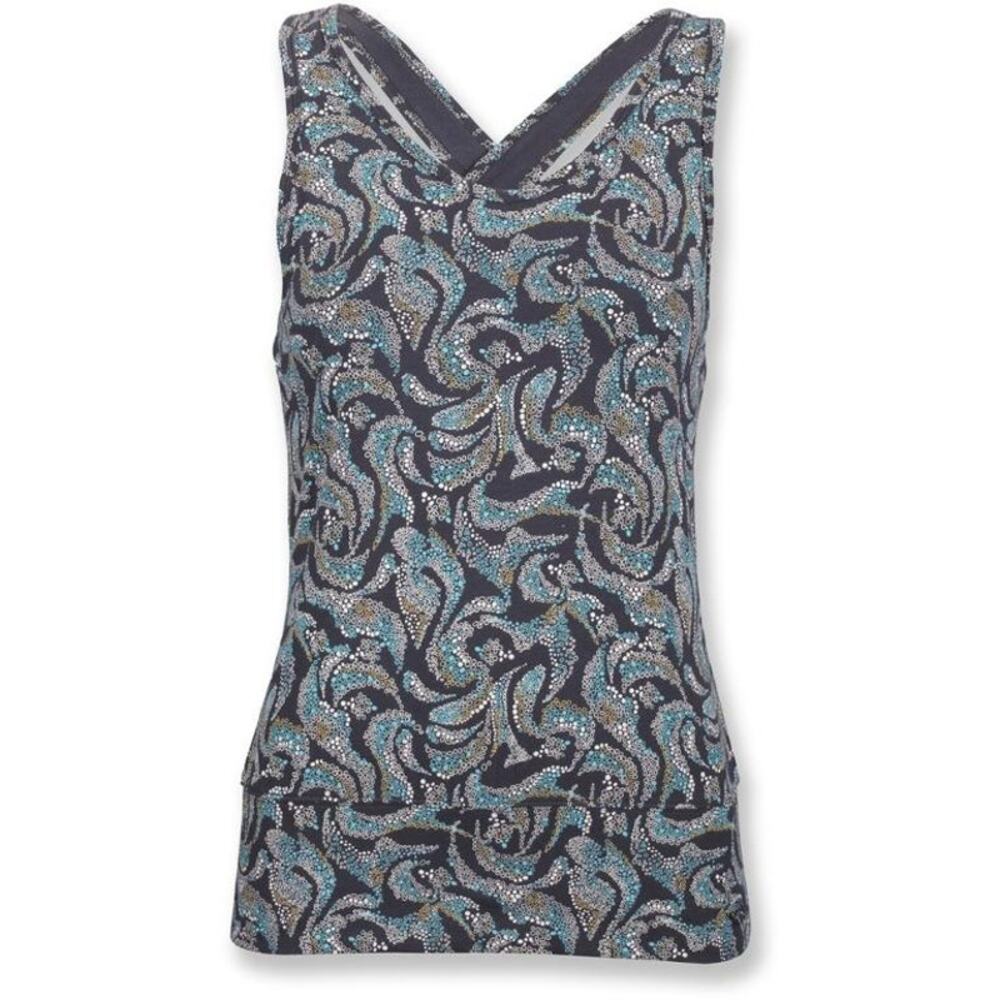 Sleeveless V-Neck Printed Tank Top - Navy/Teal